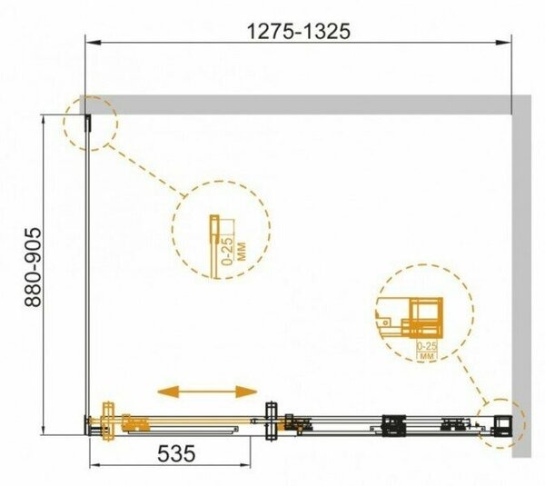 Душевой уголок (150х100) CEZARES DUET SOFT-M DUET SOFT-M-AH-1-150/100-C-Cr